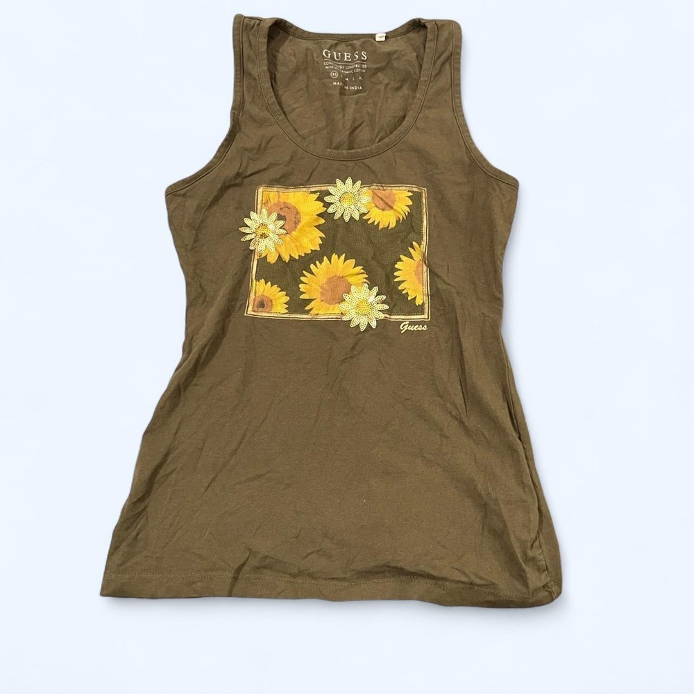 Guess Sunflower Tank Top - Muted Green Y2K